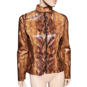Jeff Gallano Python Moto Jacket Size Fit Medium Full Zipper Front Closure